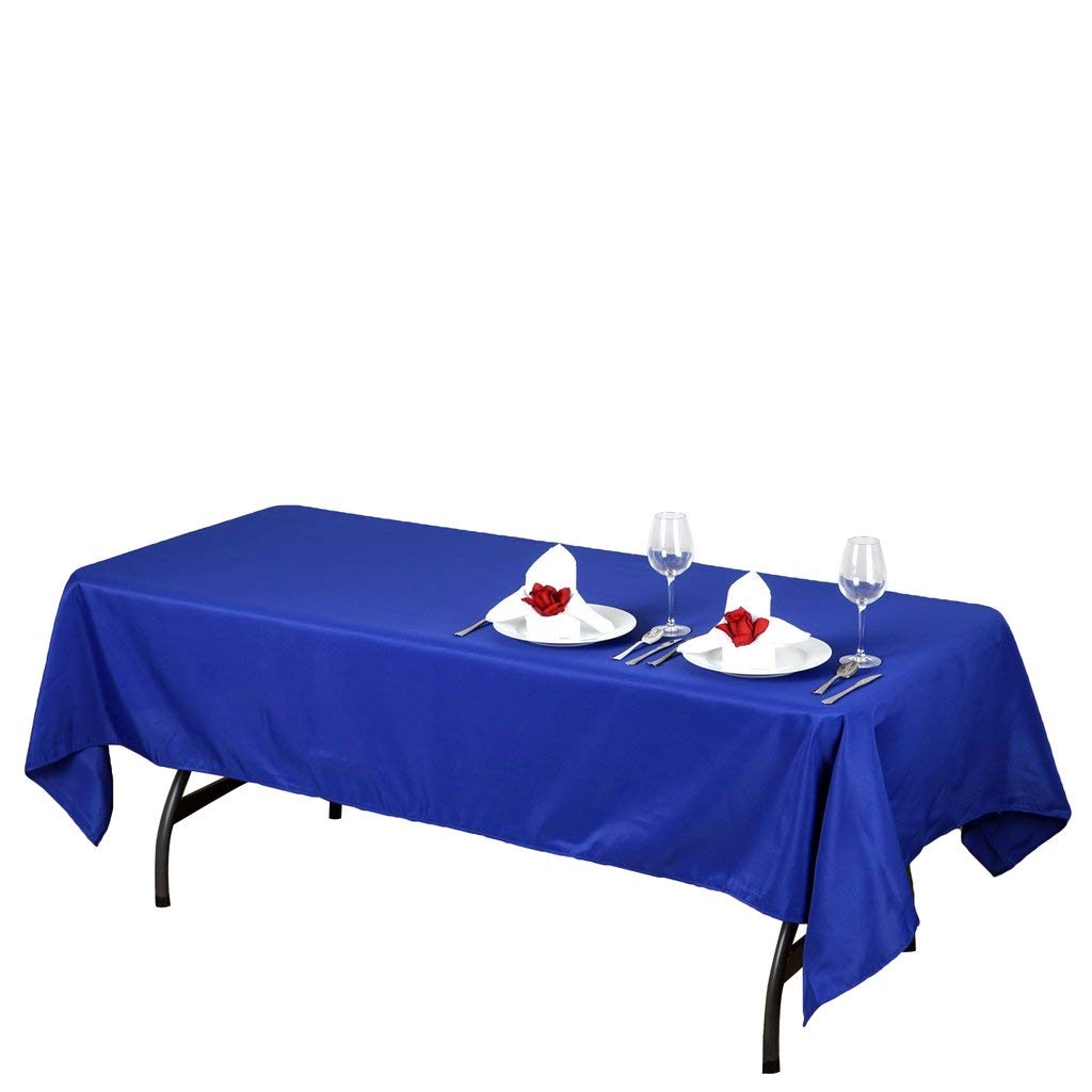 Balsacircle 60X102-Inch Royal Blue Rectangle Polyester Tablecloth Table Cover Linens For Wedding Party Events Kitchen Dining